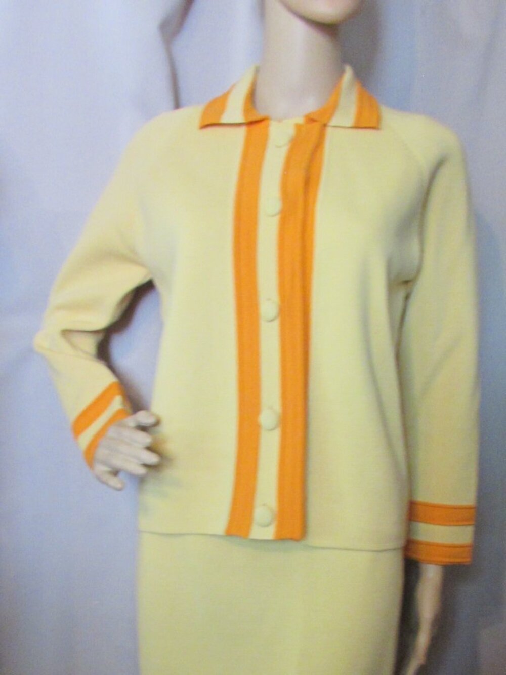 1970 Era Puccini Knit Set Lemon Yellow & Orange Stripe